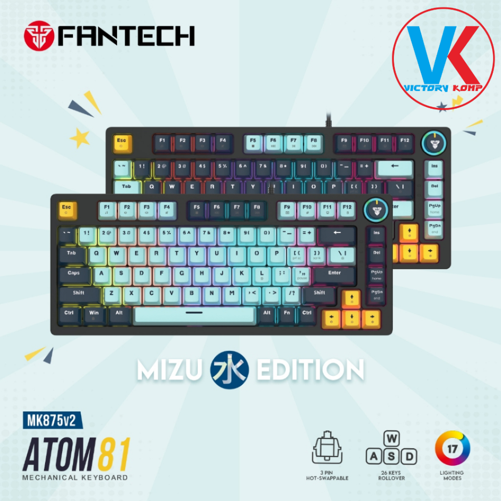 FANTECH MK875v2 Keyboard ATOM81 Mechanical - Fantech Atom81 / Atom 81 Mizu Edition Mechanical Gaming