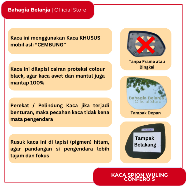 Refil Kaca Spion Wuling Confero Kaca spion wuling confero S C DB kaca spion wuling elektrik Kaca Spi