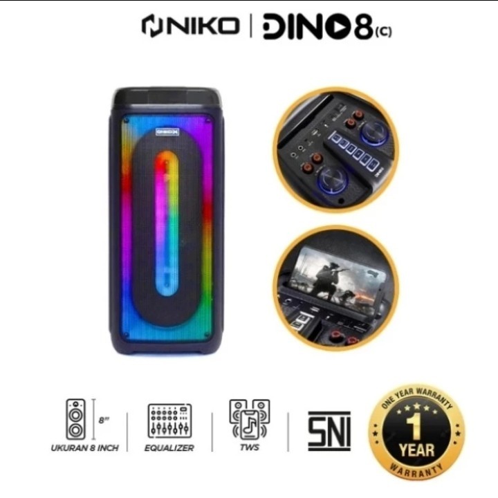 Niko Speaker Trolley Dino 8C Speaker Karaoke Bluetooth Portable