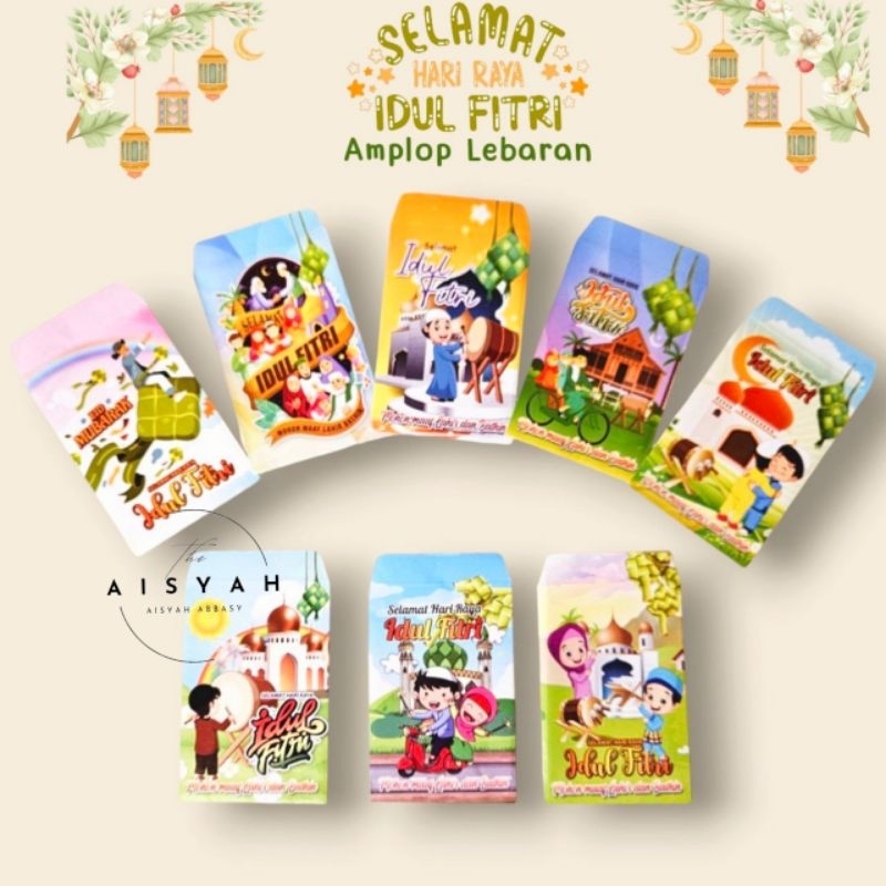 

Amplop lebaran angpau lebaran ukuran medium kartun muslim serie K isi 10 lembar