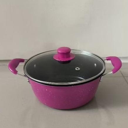 Panci kuping soup pot hitam 24 cm tutup kaca 555