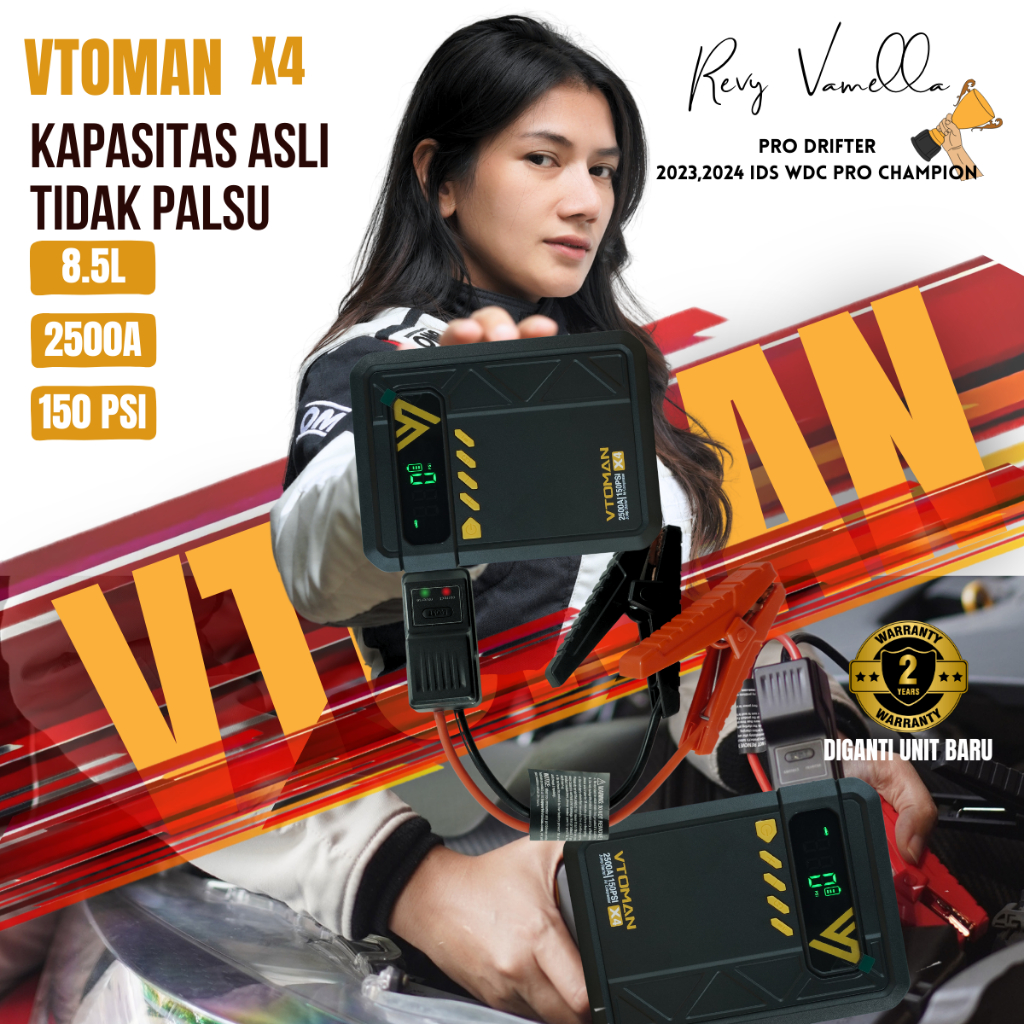 Vtoman X4 Jumper Aki Mobil 10000mAh Portable Car Jump Starter Powerbank Jumper Aki mobil dan Motor P