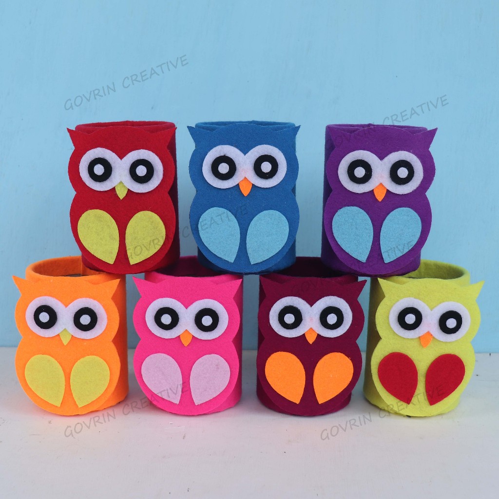 

prakarya tempat pensil flanel / tempat pensil owl / tempat pensil karakter