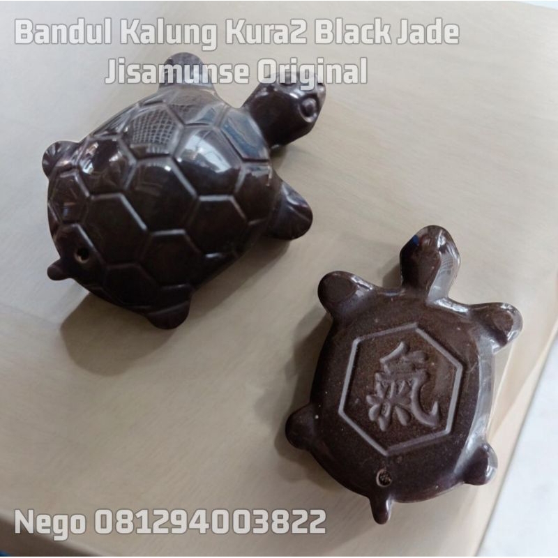 Bandul Kalung Kura2 Batu Black Jade Jisamunse Original