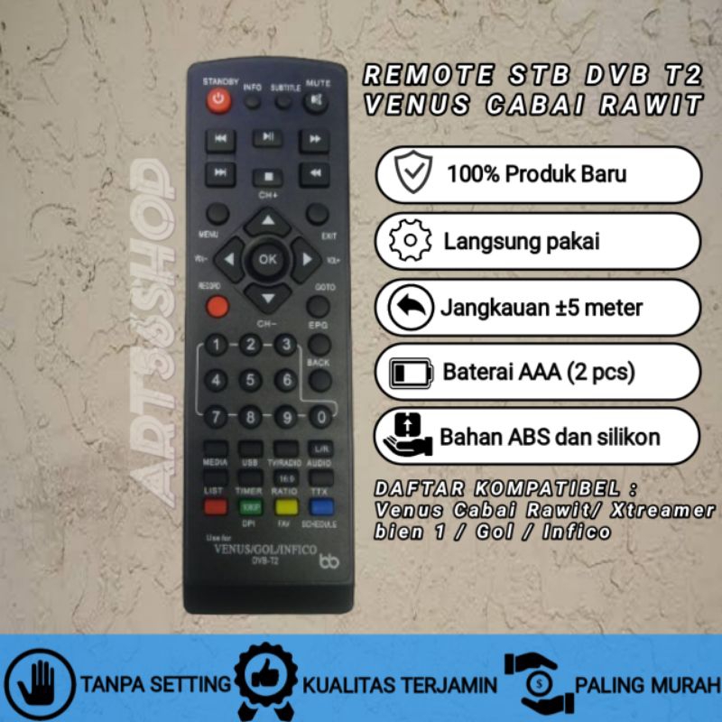 Remot / Remote STB Venus Cabe Rawit DVB-T2 Venus Cabe Rawit / Remote Set Top Box XTreamer Bien 1

