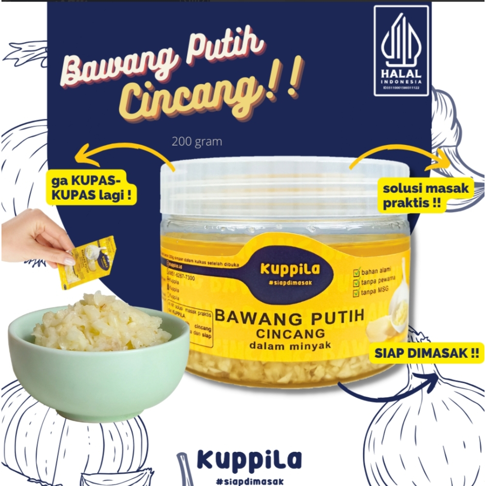 

BAWANG PUTIH CINCANG dalam MINYAK - Kemasan JAR 200gram