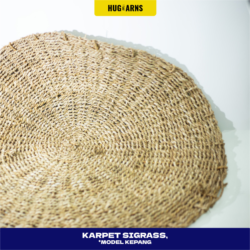 HUGeARNS - Karpet Seagrass Model Kepang Rug Seagrass / Karpet Anyaman Aesthetic Floor Mat Bulat Rama