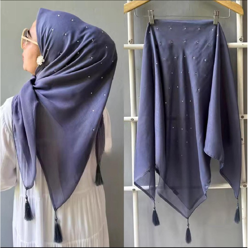 Hijab Segi empat paris Tassel swarozki // Jilbab segiempat Paris premium Quality// Jilbab Segi Empat