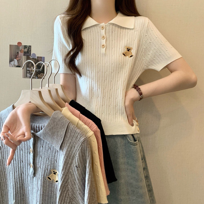Hanolshop Baju Atasan Rajut Wanita Kenya - Blus Basic Rajut Import Simple Trendy