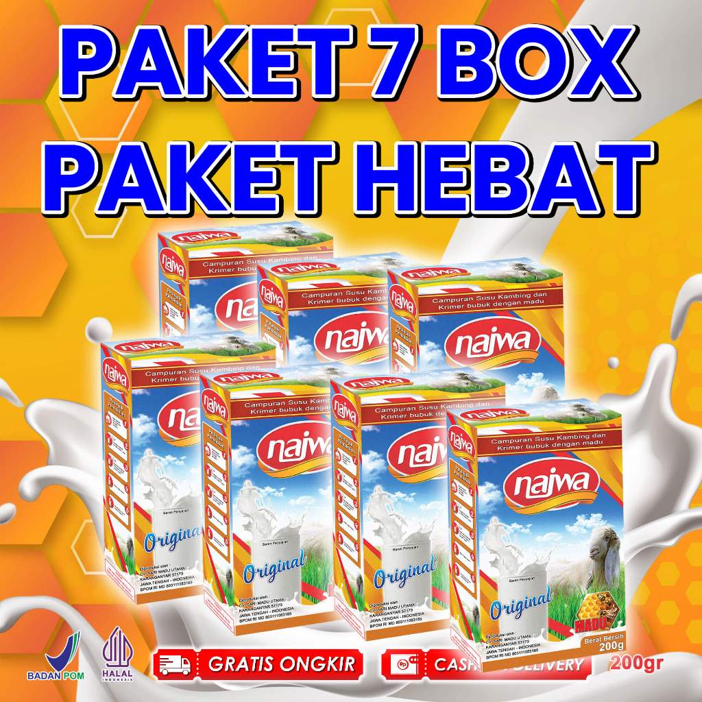 

Etawa NAJWA Paket 7 Box - Susu Kambing Murni & plus MADU