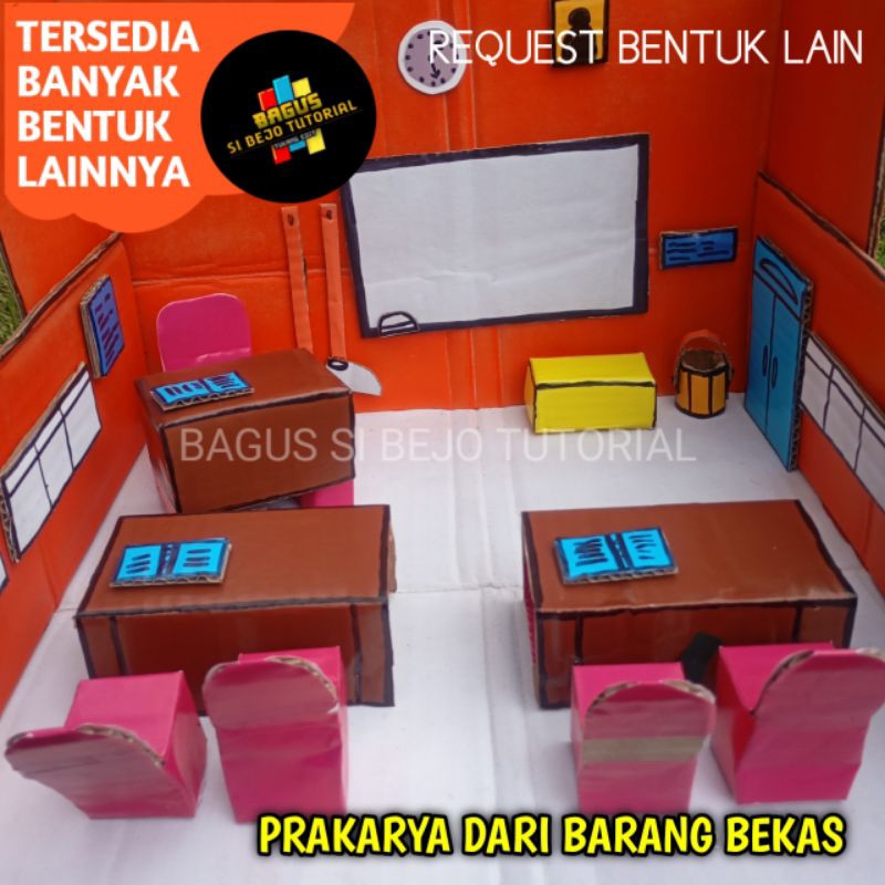 

RUMAH RUMAHAN RUANG KELAS DARI KARDUS MINIATUR UNTUK TUGAS PRAKTEK PRAKARYA RUMAH KARDUS