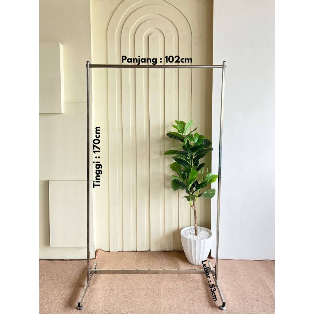 Rak Gantung Baju Serbaguna 6 - Besi - Stand Hanger - Pajangan Gawang Berdiri - Stainless -  Bekas - 