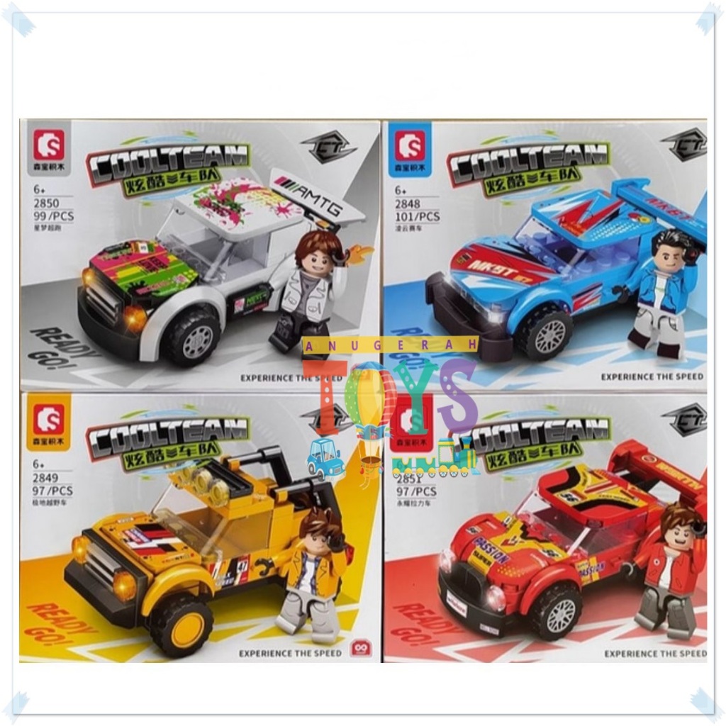 Mainan Sembo Block Cool Team Mobil Balap n Minifigure
