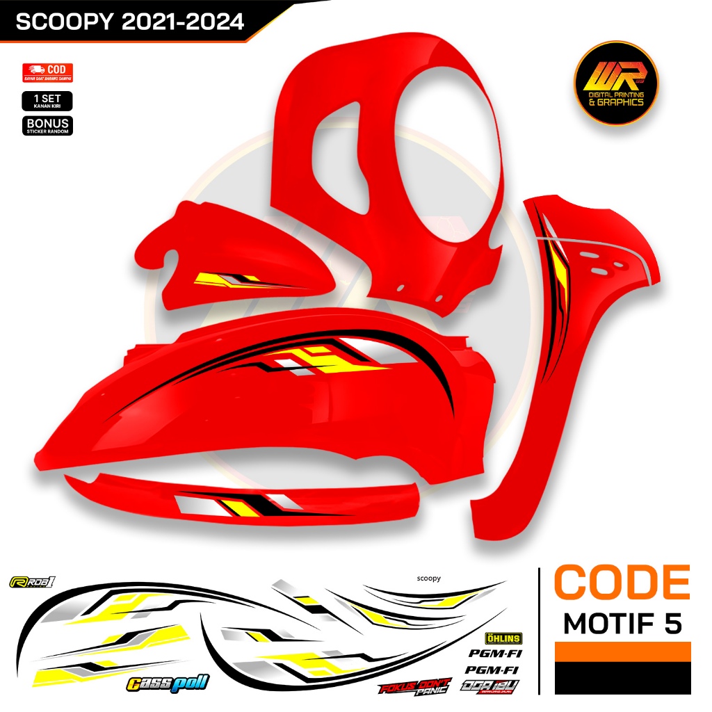 Striping Scoopy Transparan Motif Garis Sticker Scoopy Simple Bahan Benin Transparan Lis Motif