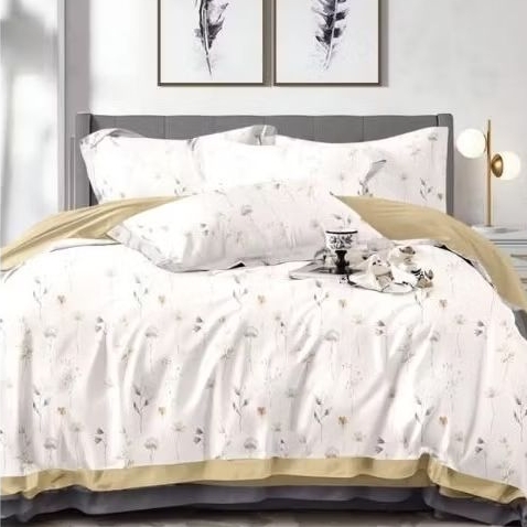 LIA SPREI SET KATUN JEPANG ORI IMPOR MOTIF BUNGA-BUNGA CREAM / KUNING / PINK