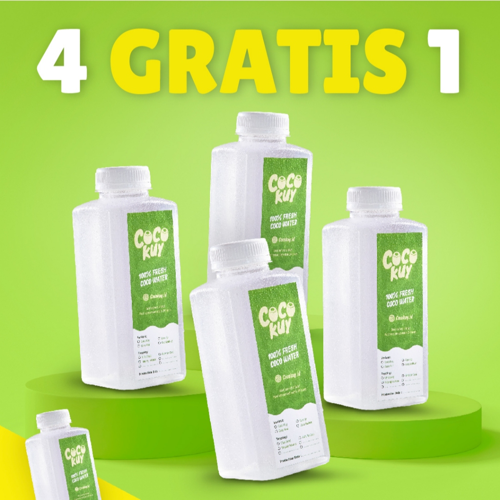 

4 GRATIS 1 - Coco Kuy Original - Minuman Air Kelapa Murni