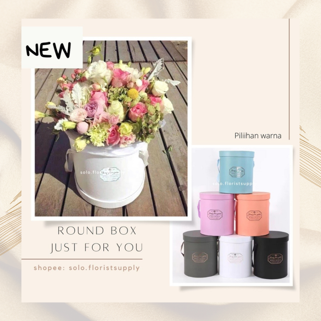 

29cm, 27cm, 25cm ROUND BOX JUST FOR YOU Box with GLITER COVER flower box bloombox lingkaran