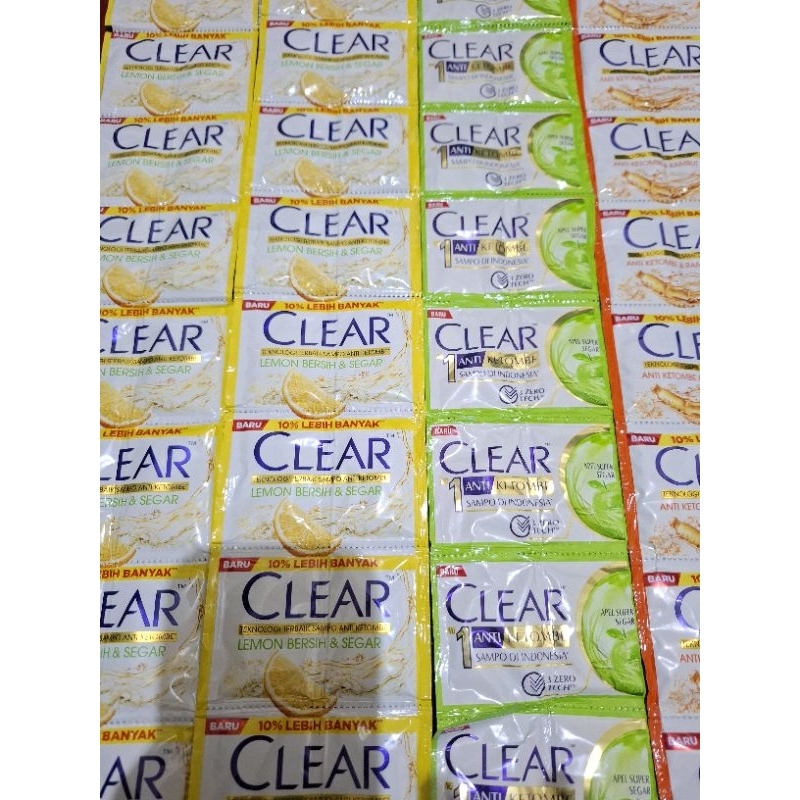CLEAR Shampoo 10 ml Sachet 1 renteng Isi 12 Sachet / Shampoo Clear Sachet Rencengan Murah