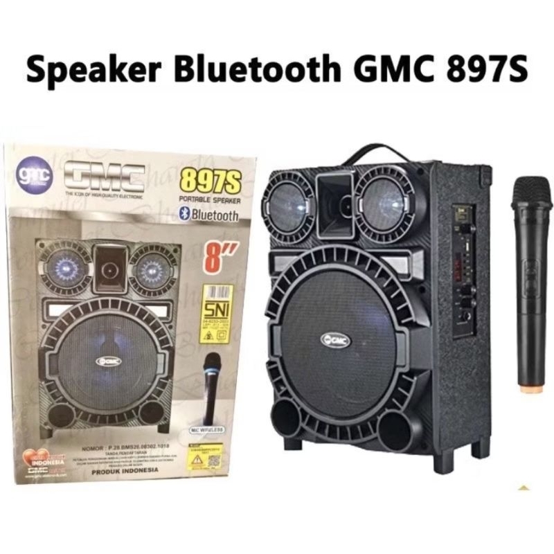 Speaker Portable Bluetooth GMC 897 S Mic wirless 8inc