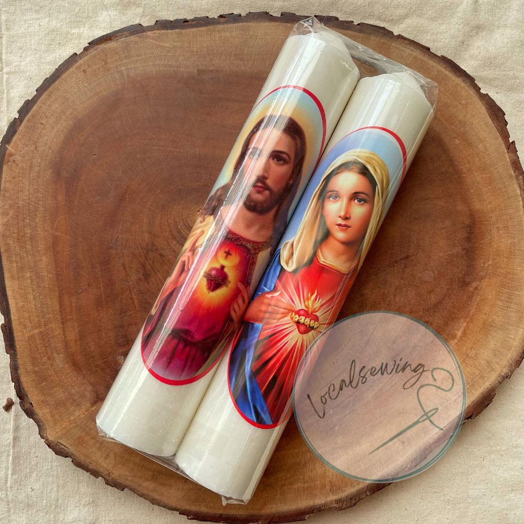 Lilin Gereja Sepasang Ukuran 2 Kati (Tinggi 24 cm, Diameter 5 cm) / Lilin Doa / Lilin Misa / Lilin G