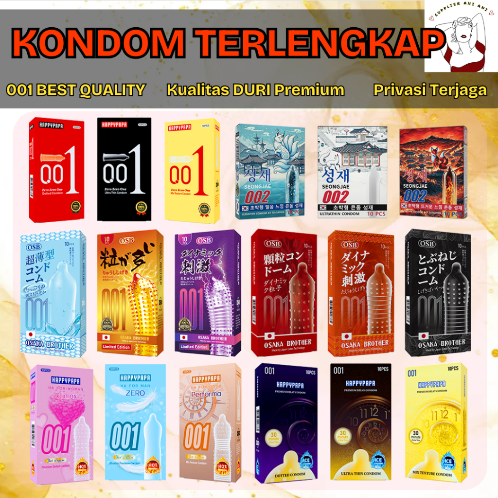 Kondom 001 Premium Terlengkap Semua Varian Tipis Gerigi Berduri Lidah Kucing COD