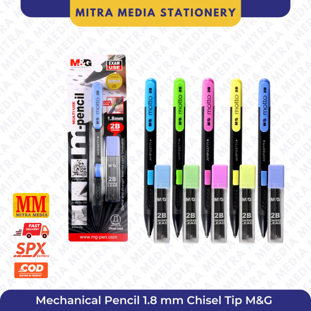

M&G Pensil Mekanik 2B/Mechanical Pencil 1.8 mm Chisel Tip + Refill