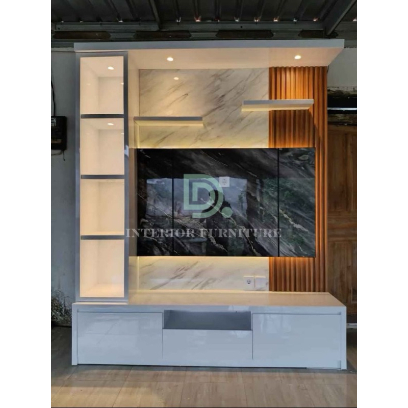 backdrop tv / rak tv / partisi hpl minimalis jepara