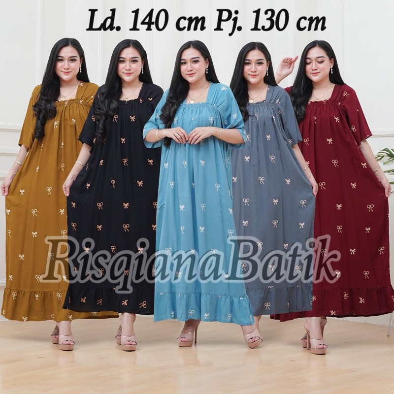 Risqiana Batik Daster Jumbo Fuji Rayon Lengan Pendek Daster Kekinian Daster Terbaru Daster Fuji Supe