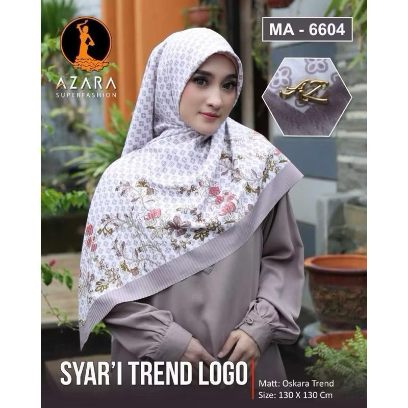 (10 PCS) KERUDUNG SEGI EMPAT SYAR’I MOTIF AZARA | JILBAB JUMBO AZARA