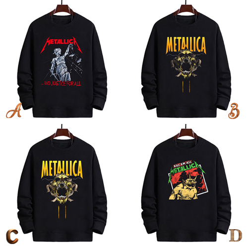 READY STOCK | LANGSUNG ORDER AJA | Sweater Metallica Crewneck Hitam Casual 100% Cotton Black | Size 