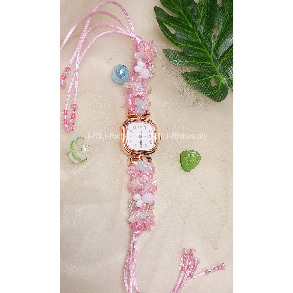 jam tangan wanita tali serut handmade tali pink
