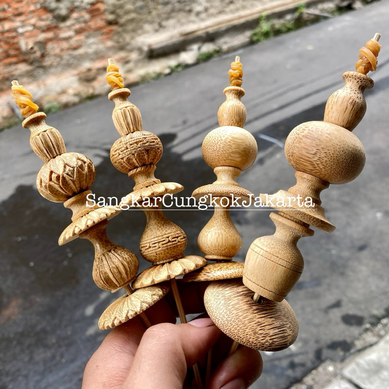 Pion Bambu Mahkota Sangkar Burung Kecil dan Besar Ori Cungkok