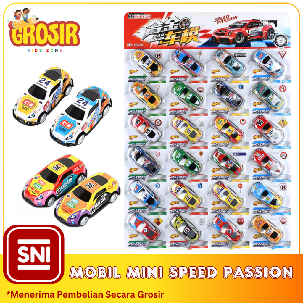JUAL GROSIR Mainan Lembaran SPEED PASSION Mainan Mobil Mainan Anak Pullback Mini Car Metal 24PCS