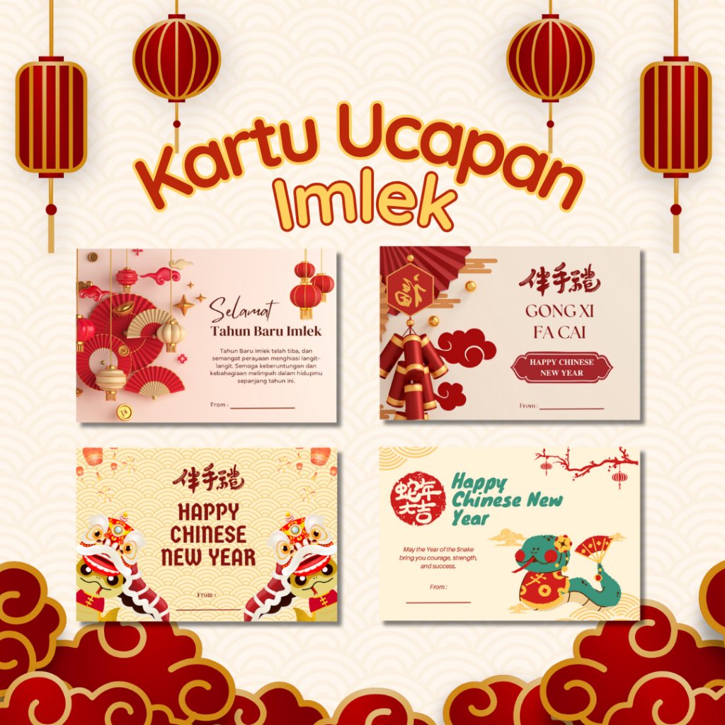 (HARGA 1 PACK ISI 20 PCS) Greeting Card Imlek CNY Kartu Ucapan Chinese New Year Gift Card kartu ucap