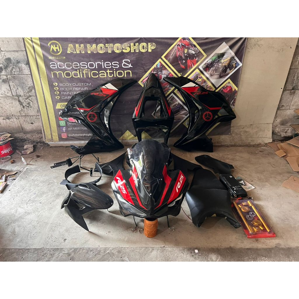 Full Fairing Full Body Model R25 R3 PNP Untuk R15 V2 Lama Byson Karbu Vixion dan Megapro Mono