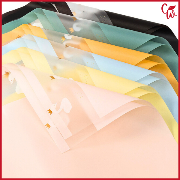 

20 Lembar Kertas Bunga Cellophane Transparan Line Color Bening Angsa Paper Flower Wrapping KB6032