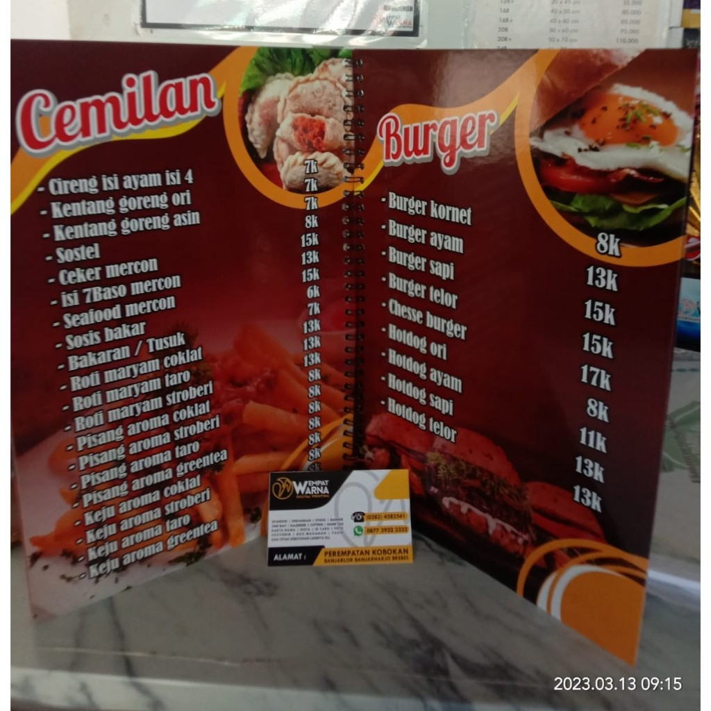 JENIS CETAK MENU/Buku Menu/Katalog/Menu Makanan,Menu Minuman,Resto,Cafe