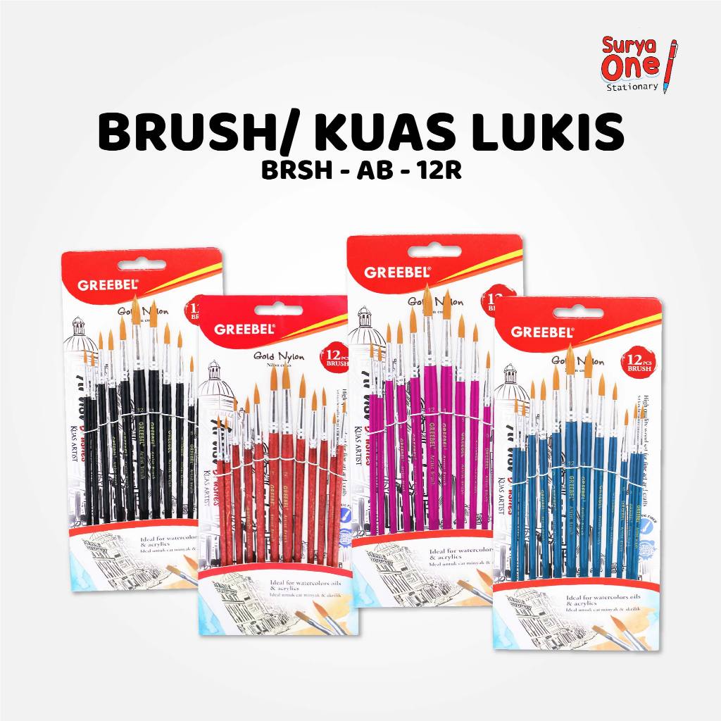 

Brush Paint SET Greebel AB-12R / Kuas Lukis SET Suryaone