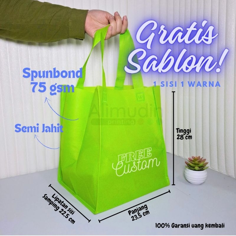 

Goodie Bag 23,5 x 22 x 28 ( Box 20x20 ) Tas Spunbond Box Jahit Custom Sablon