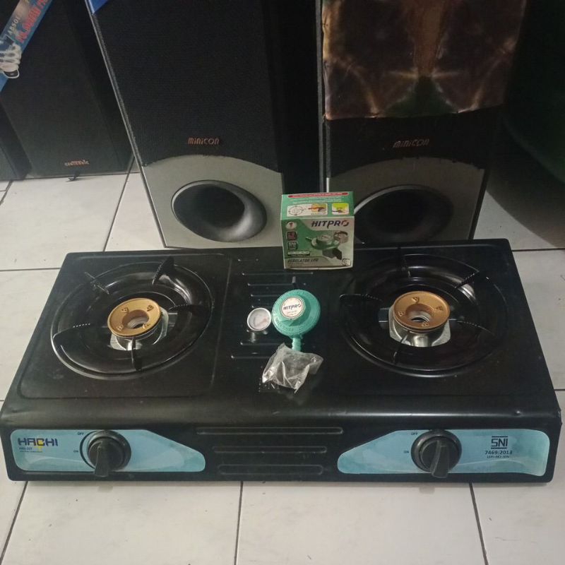 kompor gas Todachi / Hachi T-2black  plus regulator Hit pro