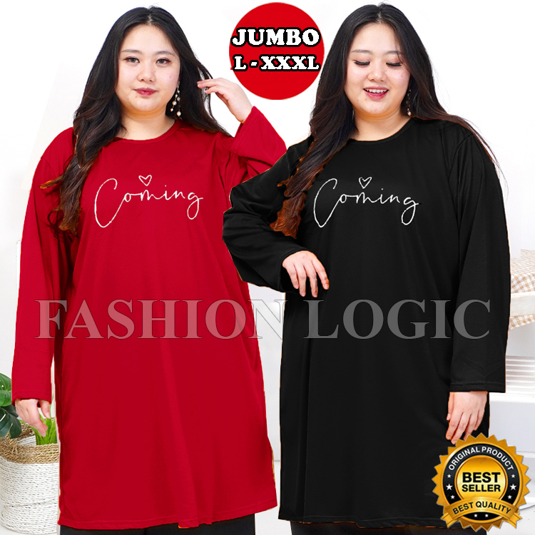ATASAN TUNIK KAOS WANITA JUMBO BIG SIZE TERLARIS LD 120 130 DAN 140