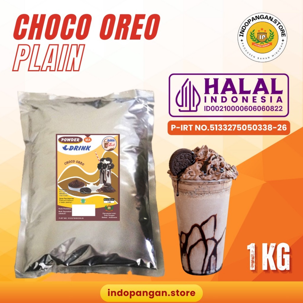 

Powder Rasa Choco Oreo 1 Kg (PLAIN) Kemasan Foil / Bubuk Minuman Rasa Coklat Oreo 1 Kg