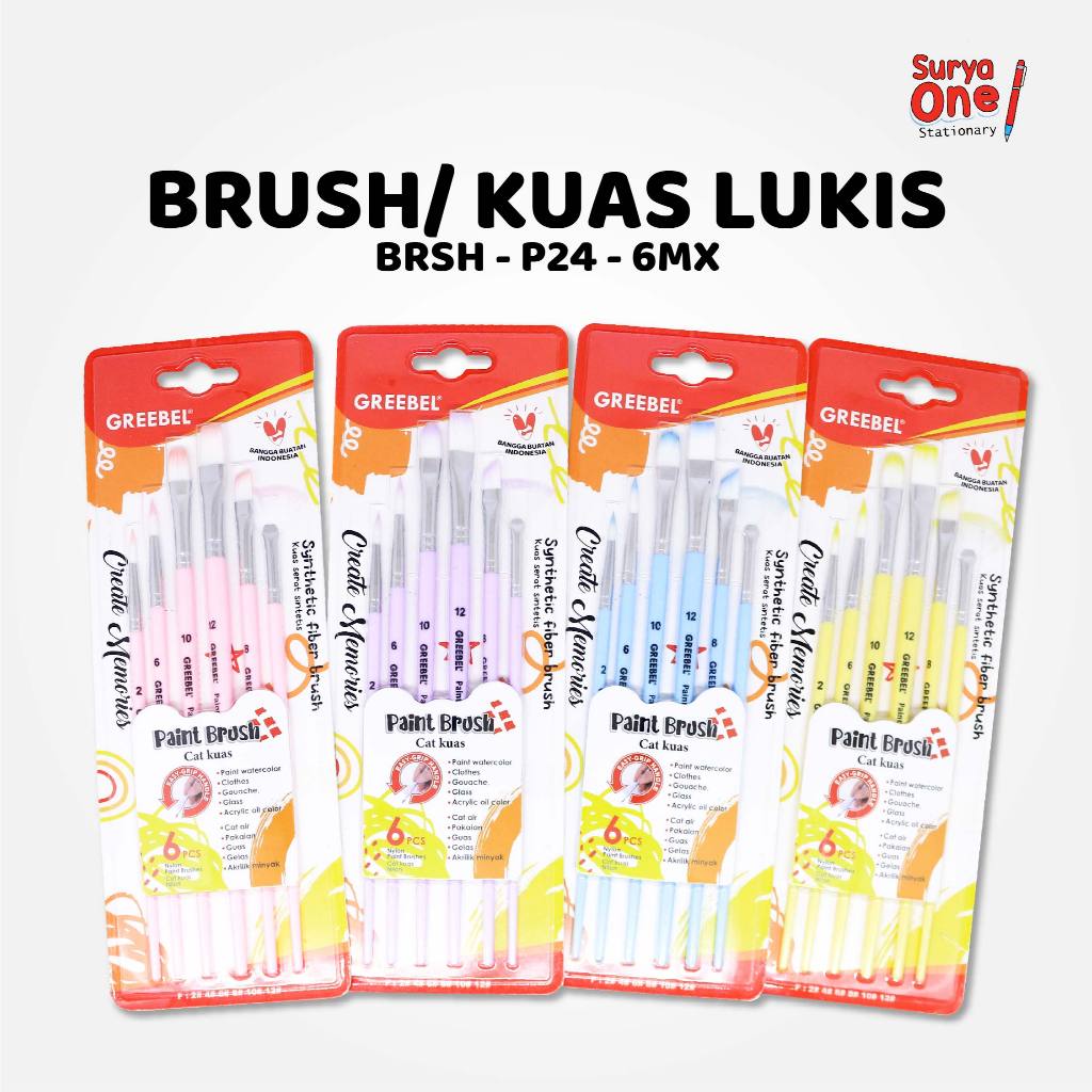 

Brush Paint SET Greebel P24-6MX / Kuas Lukis SET Suryaone