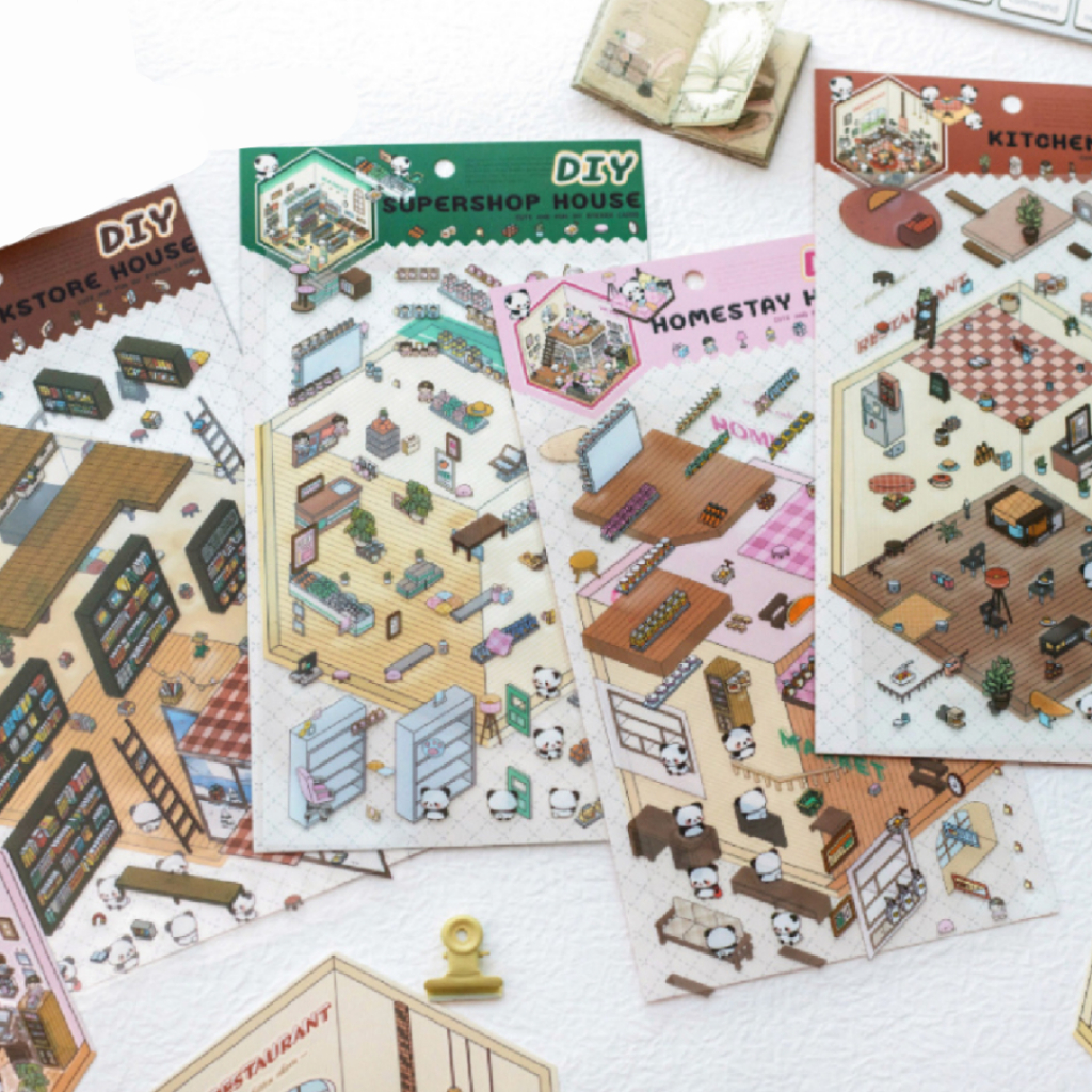 

Sticker DIY Korea 3D Premium Satisfying Decoration Landscaping Creative - Mainan Anak Unik Lucu Viral Korea - Miniature Scene DIY Sticker - Fairy Tale Moment DIY Sticker - Panda Life DIY Sticker