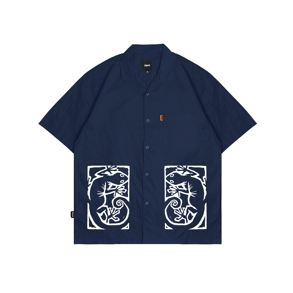 Troy Company Short Shirt Navy Lizard - Kemeja Lengan Pendek Pria Biru Navy KMJ 2943