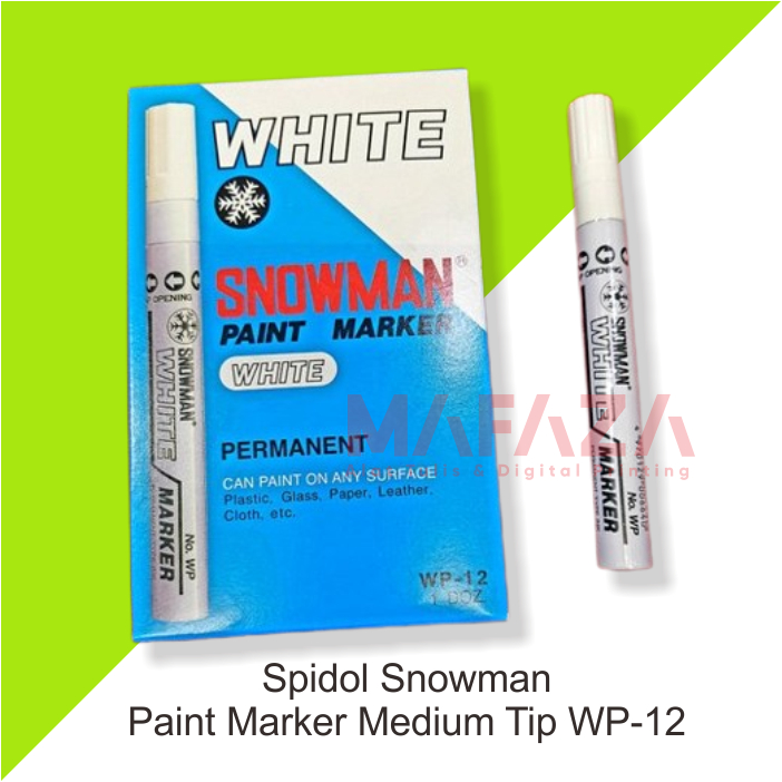 

[1 ktk] Spidol Snowman Paint Marker Medium Tip WP-12 White Per Lusin BISA CAMPUR WARNA - HEMAT