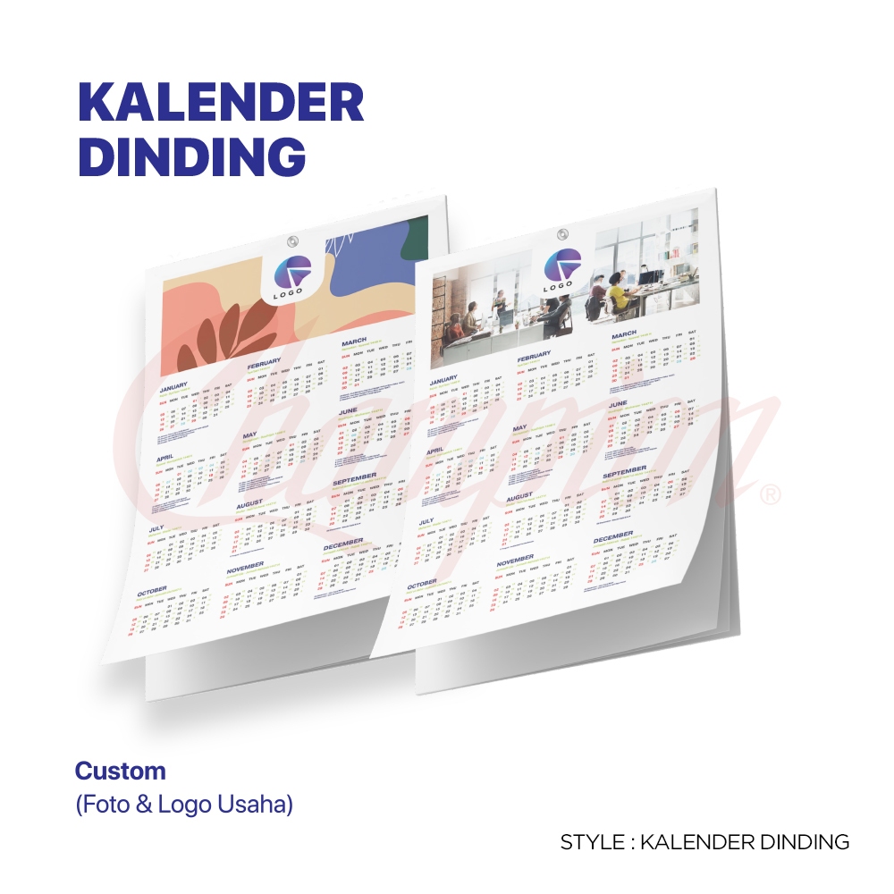 

Kalender Dinding 12 Bulan Custom Foto/Logo Usaha Media Promosi Ukuran A3+