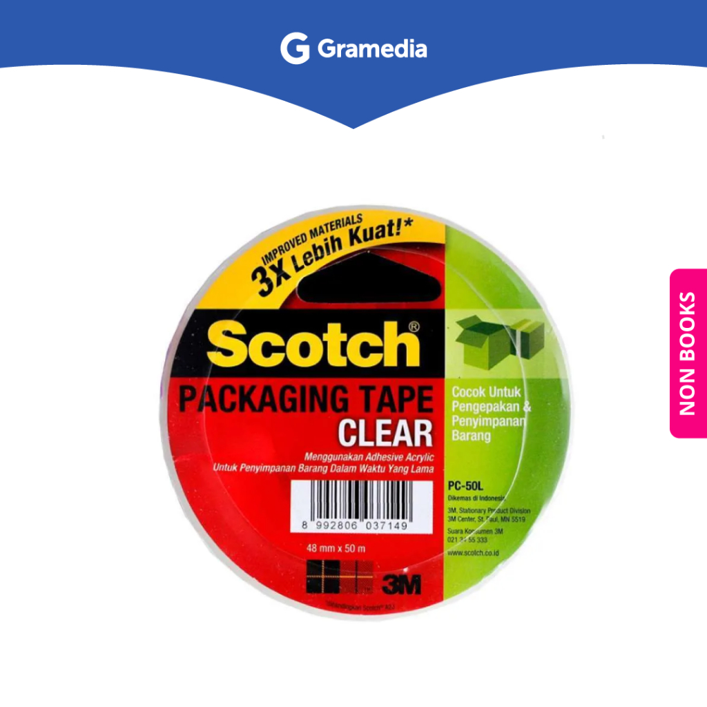 

Gramedia Surabaya - 3M CLEAR PACKAGING TAPE 48X50 PC50L (A2J)