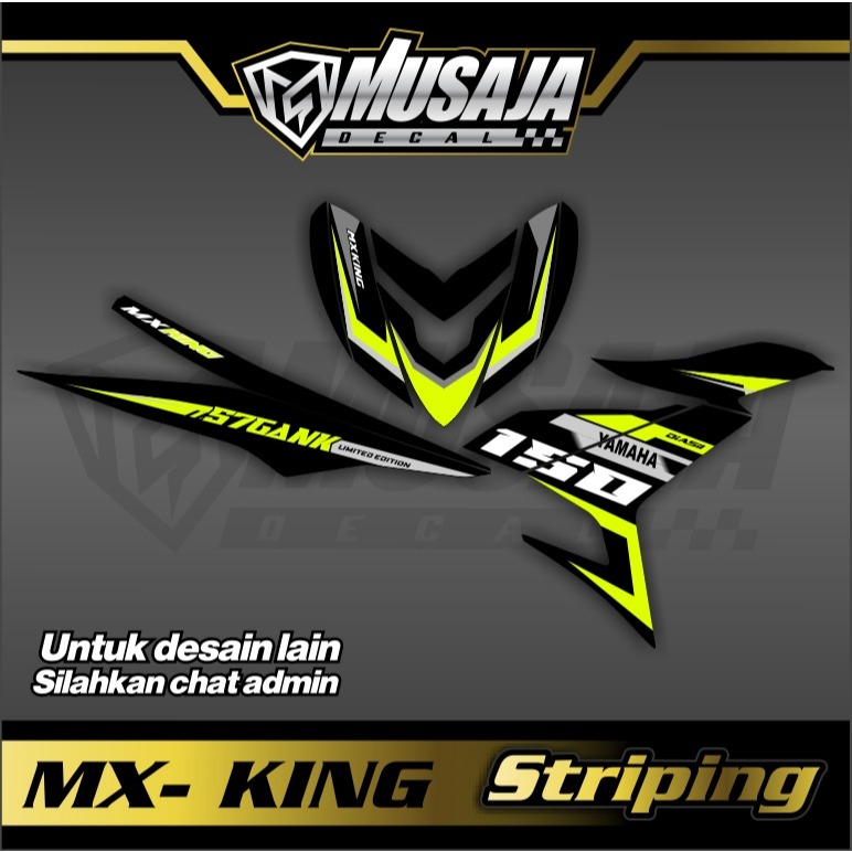 Stiker striping mx king 150 hijau stabilo transparan uv glossy non full body custom