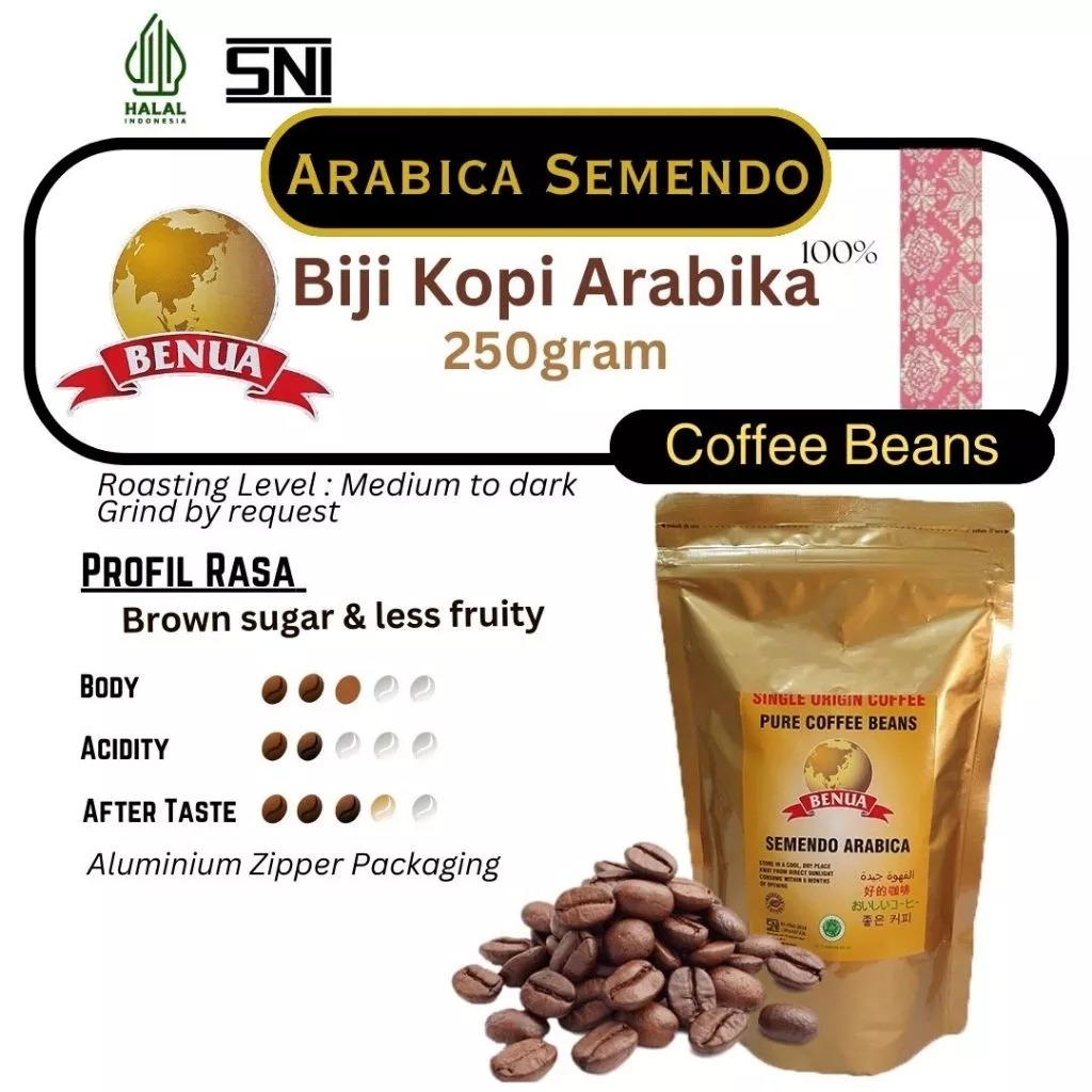 

Arabika Roasted Bean Kopi Semendo Benua 250gr